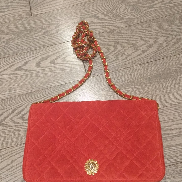 Beautiful   vintage red suede leather bag - Picture 5 of 8